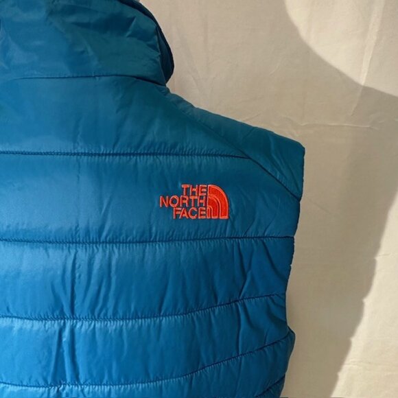 The North Face Quilted Vest Men's Medium Turquoise & Orange Like New Lightweight - Picture 4 of 11